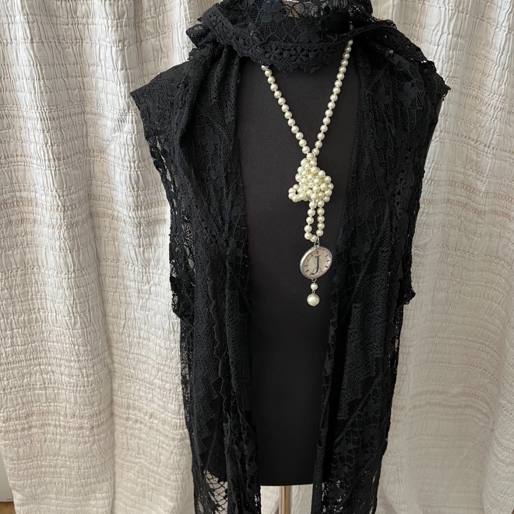 Black lace vest